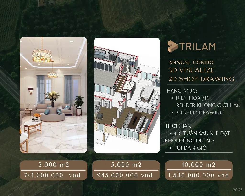 [Ann.Combo10] Combo gói 10.000 m² - Tiết kiệm 15% | 3D x 2D Shop-Drawing